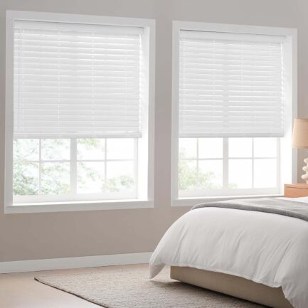 Elegant 2 Inch Faux Wood Blinds Snow white